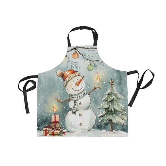 JSTEL Christmas Snowman Winter Apron with 2 Pockets for Women Men Adjustable Garden Bib