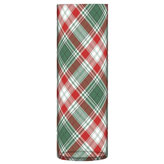 JSTEL Christmas Tartan Red & Green Plaid Flower Vase Decorative Floreros for Home Decor Bedroom Living Room Office Table Shelf Bathroom
