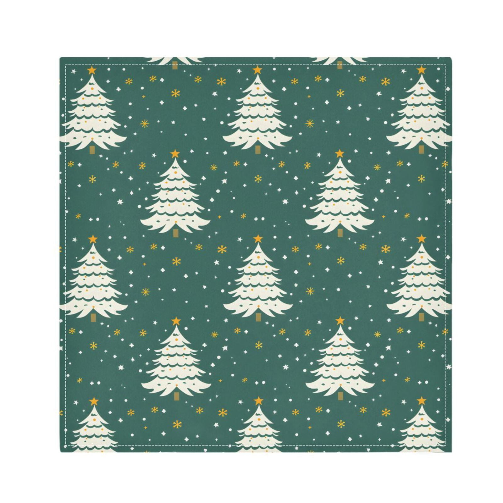 JSTEL Christmas Tree Snow Cloth Napkins Set of 6, 20x20 Inch Washable and Reusable Napkin for Decoupage Dinner Party Everyday Use