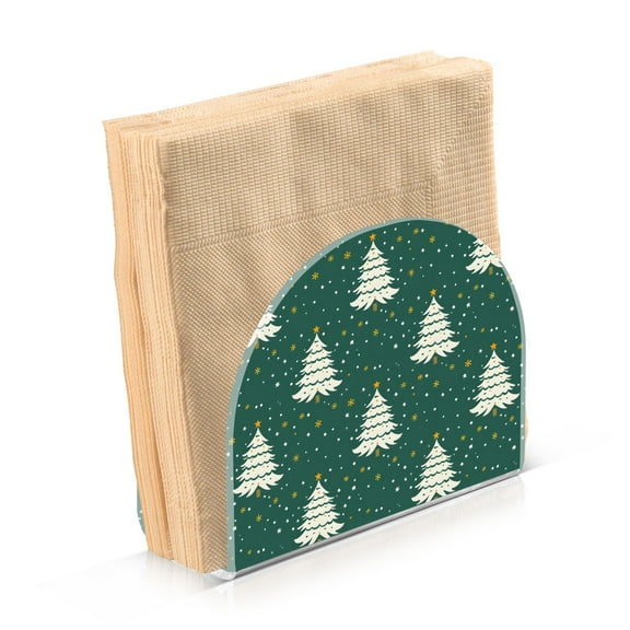 JSTEL Christmas Tree Snow Napkin Holder for Table Cocktail Farmhouse, Paper Napkins Dispenser for Home Kitchen Coffee Shop Dining Room Decor