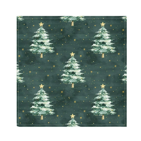 JSTEL Christmas Tree Stars Cloth Napkins Set of 6, 20x20 Inch Washable and Reusable Napkin for Decoupage Dinner Party Everyday Use