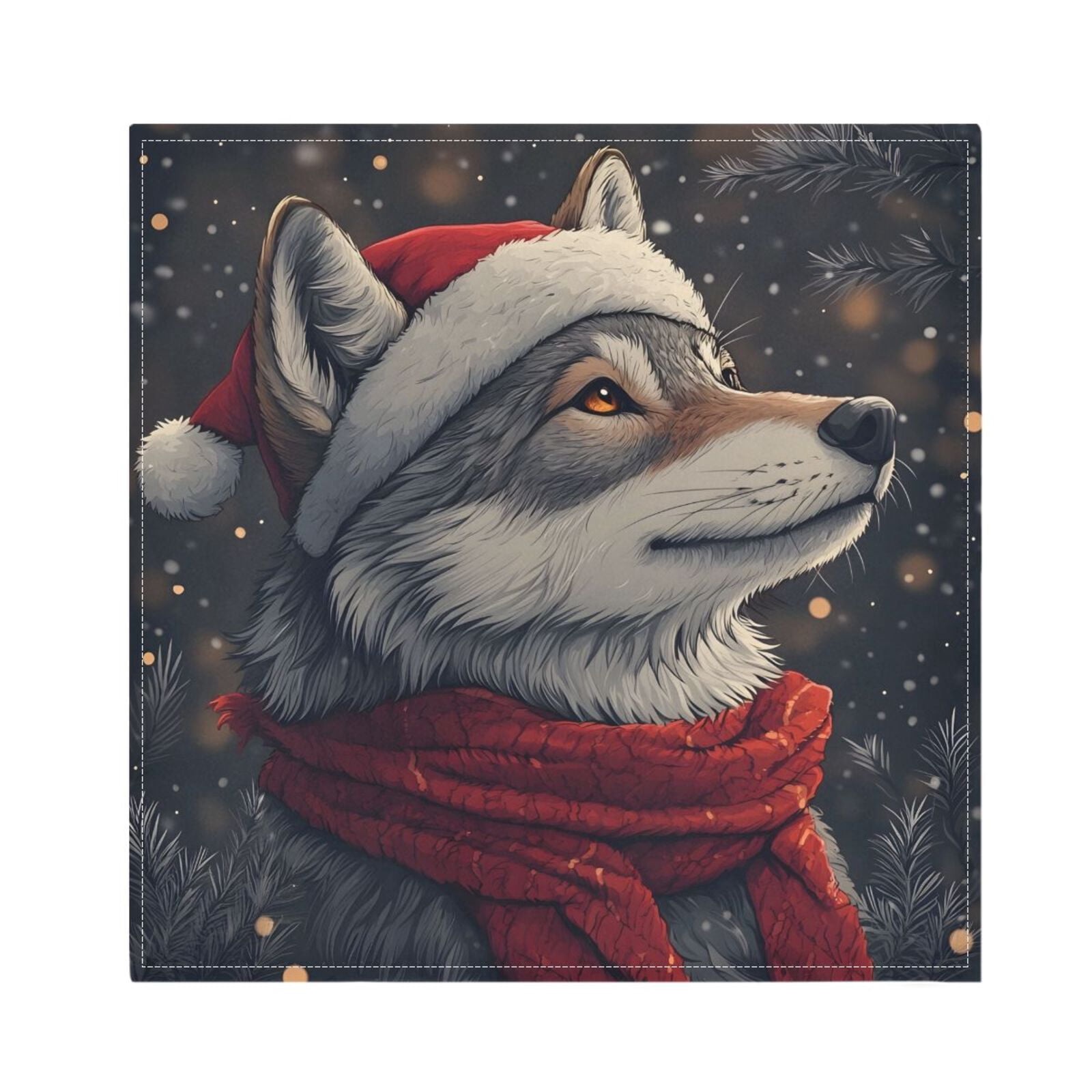 JSTEL Christmas Wolf Cloth Napkins Set of 6, 20x20 Inch Washable and Reusable Napkin for Decoupage Dinner Party Everyday Use