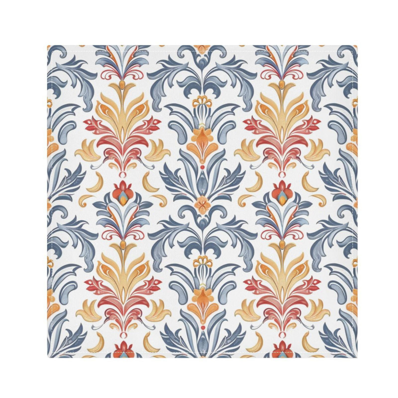 JSTEL Classic Baroque Floral Cloth Napkins Set of 6, 20x20 Inch Washable and Reusable Napkin for Decoupage Dinner Party Everyday Use