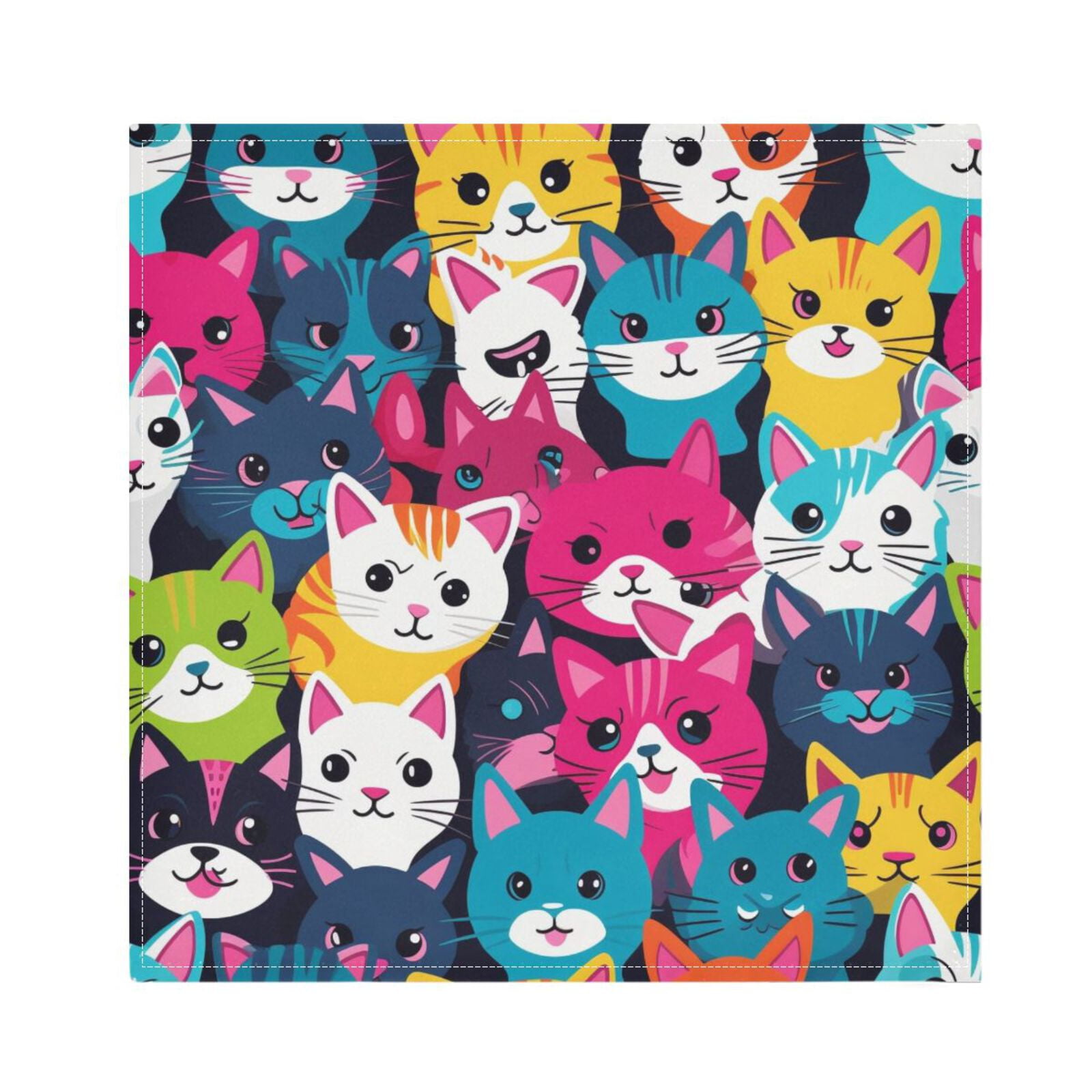 JSTEL Colorful Cat Kitten Cloth Napkins Set of 6, 20x20 Inch Washable and Reusable Napkin for Decoupage Dinner Party Everyday Use