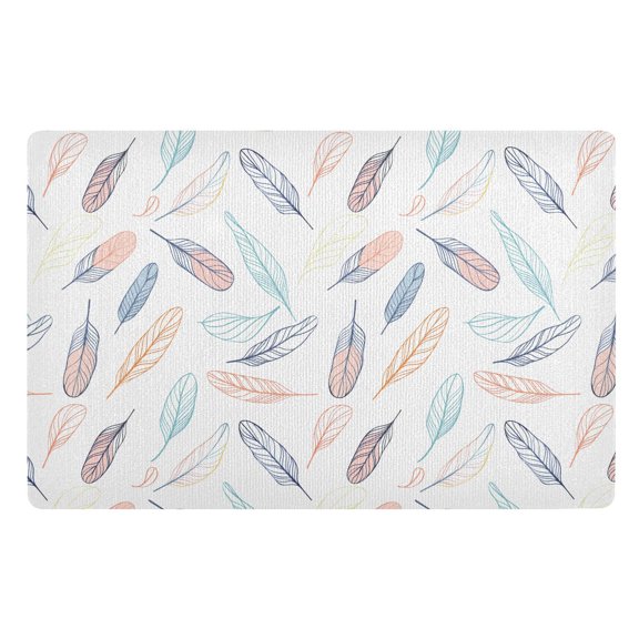 JSTEL Colorful Feather Front Door Mat Outside Entrance 32x20 Inch Doormat for Outdoor Indoor Washable Non Slip Floor Mats