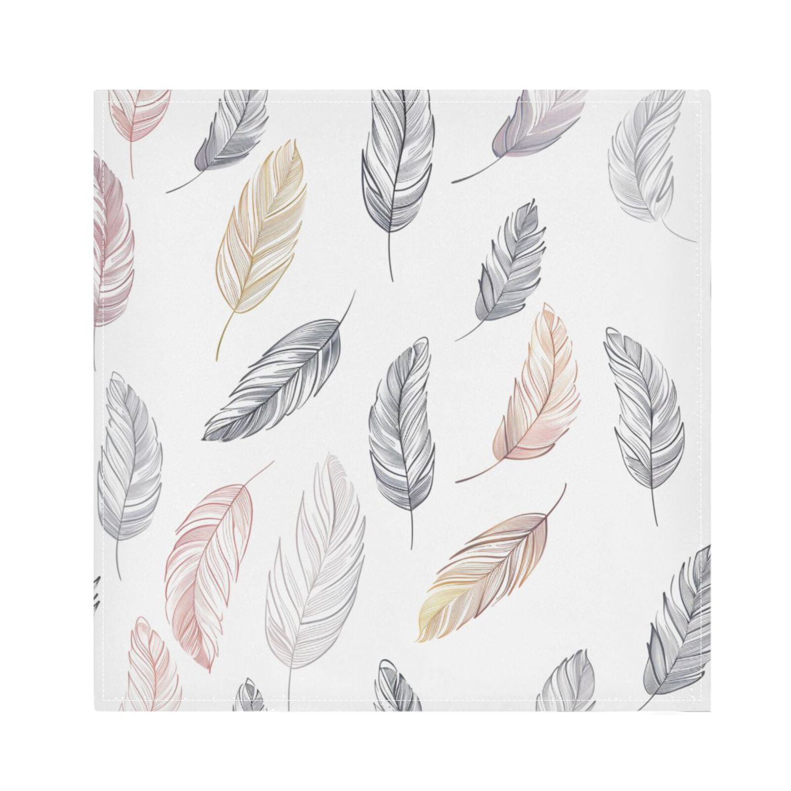 JSTEL Colorful Feathers Cloth Napkins Set of 6, 20x20 Inch Washable and Reusable Napkin for Decoupage Dinner Party Everyday Use