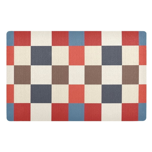 JSTEL Colorful Grid Front Door Mat Outside Entrance 32x20 Inch Doormat for Outdoor Indoor Washable Non Slip Floor Mats