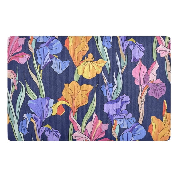 JSTEL Colorful Iris Flower Front Door Mat Outside Entrance 32x20 Inch Doormat for Outdoor Indoor Washable Non Slip Floor Mats