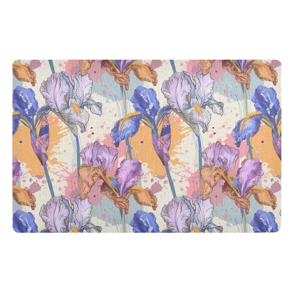 JSTEL Colorful Iris Flowers Front Door Mat Outside Entrance 32x20 Inch Doormat for Outdoor Indoor Washable Non Slip Floor Mats