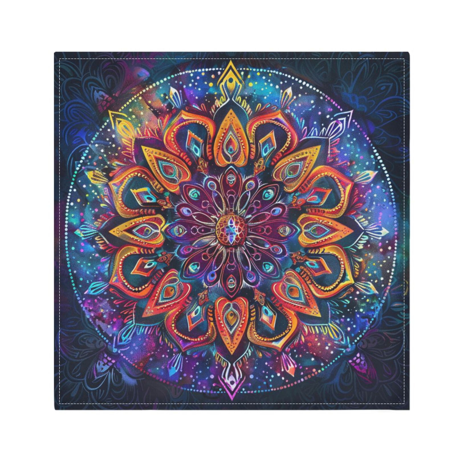 JSTEL Colorful Mandala Tye Die Cloth Napkins Set of 6, 20x20 Inch Washable and Reusable Napkin for Decoupage Dinner Party Everyday Use