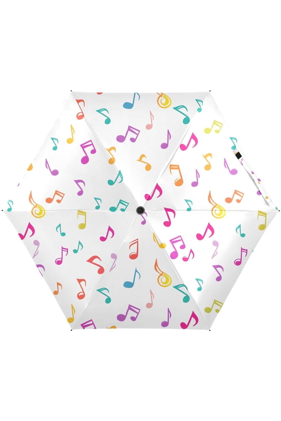 Colorful Music Notes Folding Umbrella for Rain Sun Travel Mini Lightweight Compact Umbrellas