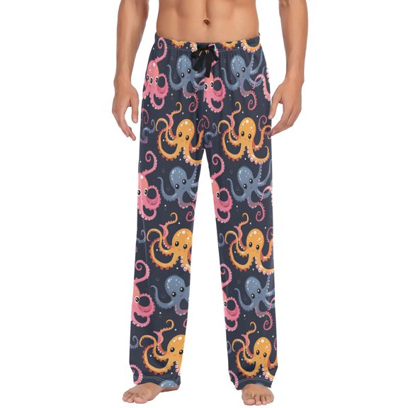 JSTEL Colorful Octopus Cartoon Men's Sleepwear Mens Pajama Pants Bottoms with Pockets, XXL