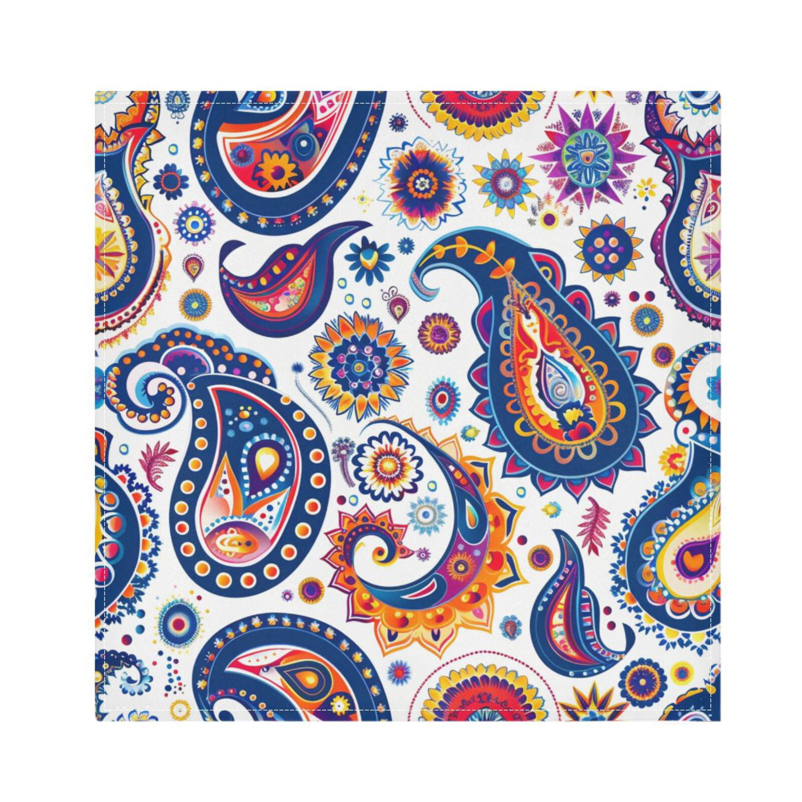 JSTEL Colorful Paisley Flower Cloth Napkins Set of 6, 20x20 Inch Washable and Reusable Napkin for Decoupage Dinner Party Everyday Use
