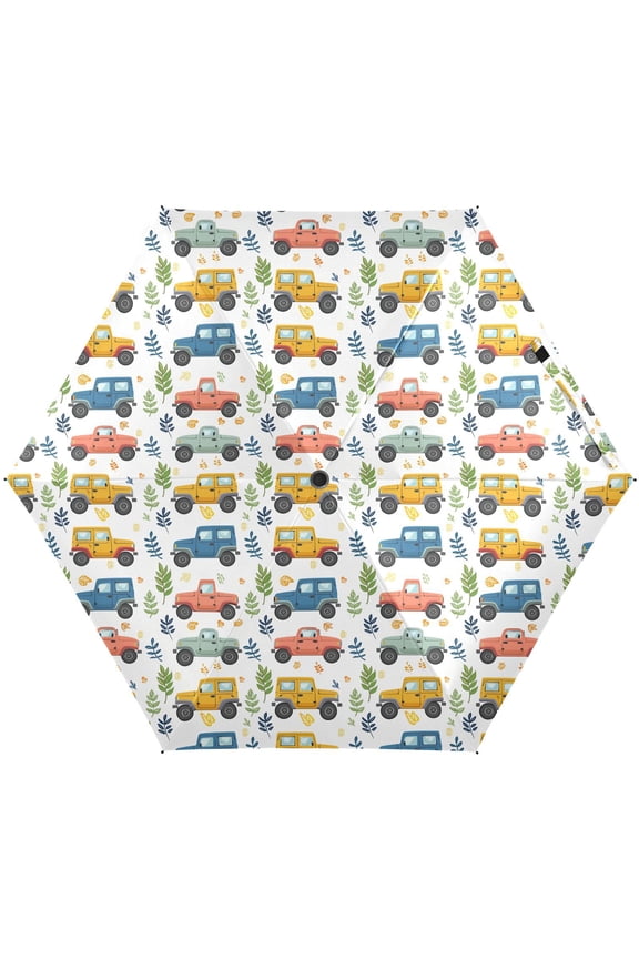 Colorful Truck Leaves Folding Umbrella for Rain Sun Travel Mini Lightweight Compact Umbrellas