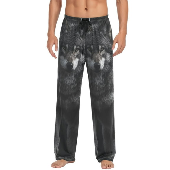 JSTEL Cool Wolf Men's Sleepwear Mens Pajama Pants Bottoms with Pockets, S