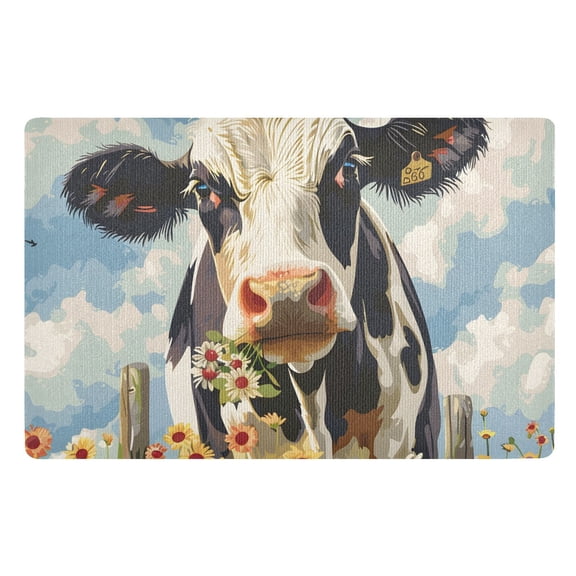 JSTEL Cow in Farm Front Door Mat Outside Entrance 32x20 Inch Doormat for Outdoor Indoor Washable Non Slip Floor Mats