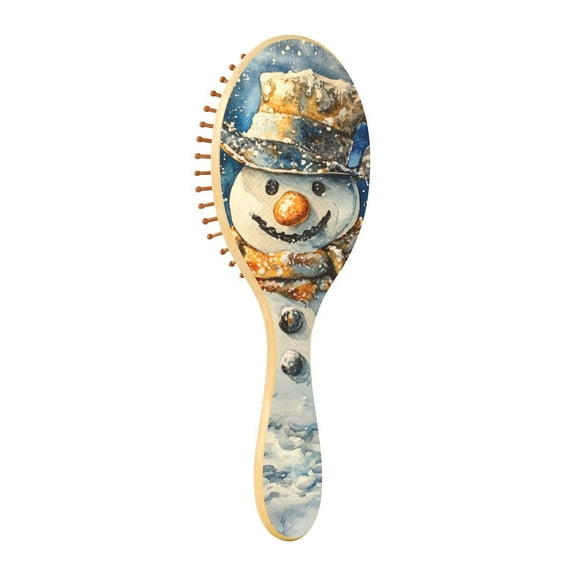 JSTEL Cowboy Snow Man Hair Brush for Women Men Natural Wood Detangler Brushes for All Hair Types Hairbrush for Wet & Dry