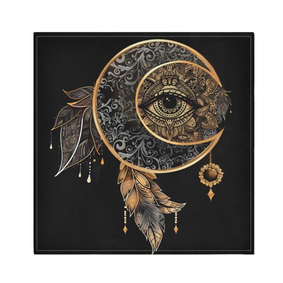 JSTEL Crescent Moon Dreamcatcher Witchy Cloth Napkins Set of 1, 20x20 Inch Washable and Reusable Napkin for Decoupage Dinner Party Everyday Use