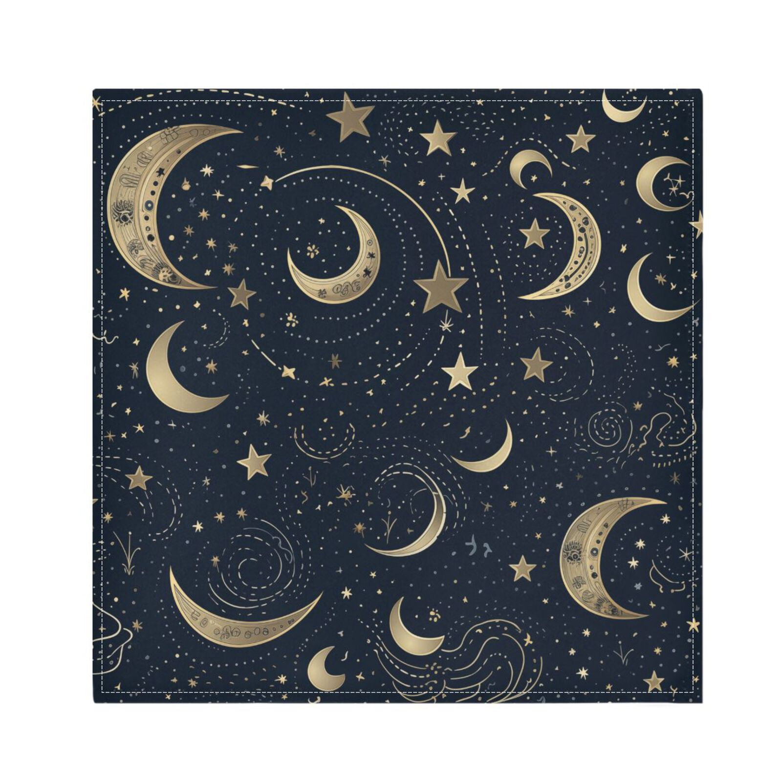 JSTEL Crescent Moon Stars Starry Sky Cloth Napkins Set of 6, 20x20 Inch Washable and Reusable Napkin for Decoupage Dinner Party Everyday Use
