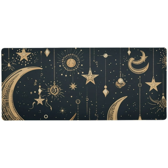 JSTEL Crescent Moons and Stars Boho Large Gaming Mouse Pad Big Mousepad Mice Keyboard Mat with Non-Slip Rubber Base for Computer Laptop Home & Office, 31.5 X 11.8 inch