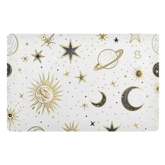 JSTEL Crescent Sun Moon Star Front Door Mat Outside Entrance 32x20 Inch Doormat for Outdoor Indoor Washable Non Slip Floor Mats