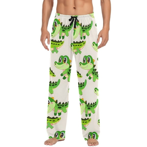 JSTEL Crocodile Cartoon Animal Men's Sleepwear Mens Pajama Pants Bottoms with Pockets, M
