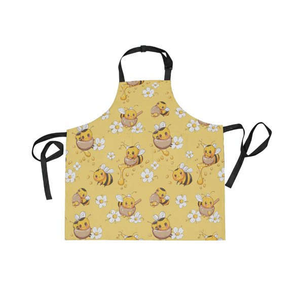 JSTEL Cute Bee Flower Apron with 2 Pockets for Women Men Adjustable Garden Bib