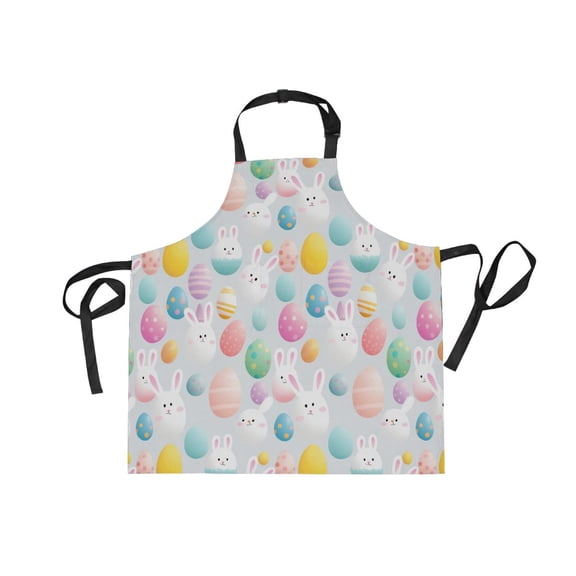 JSTEL Cute Bunny Easter Eggs Apron with 2 Pockets for Women Men Adjustable Garden Bib