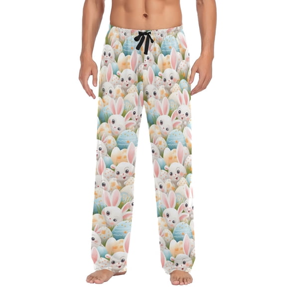 JSTEL Cute Bunny Easter Men's Sleepwear Mens Pajama Pants Bottoms with Pockets, XL