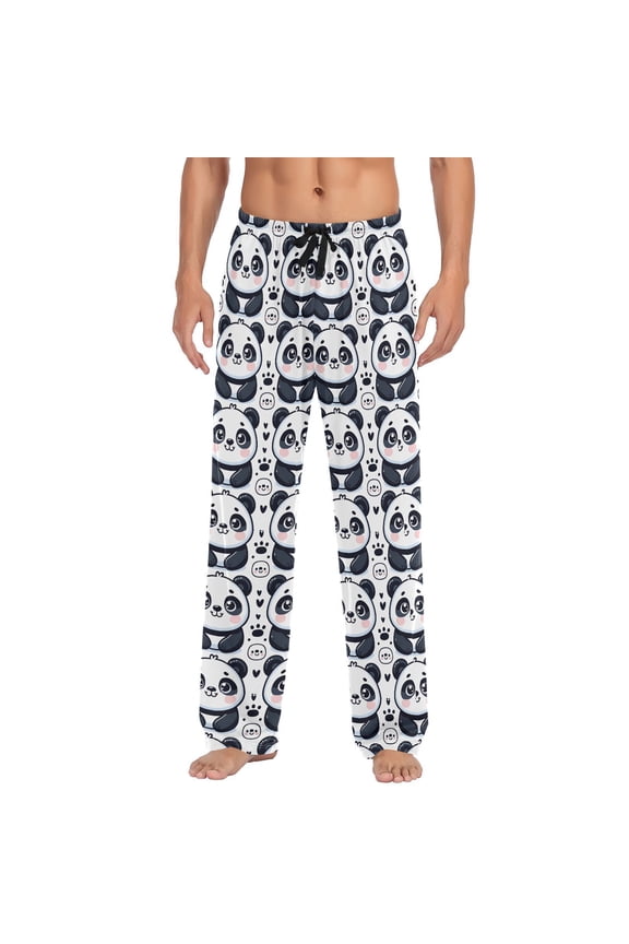 Cute Cartoon Panda Men's Sleepwear Mens Pajama Pants Bottoms with Pockets, XL