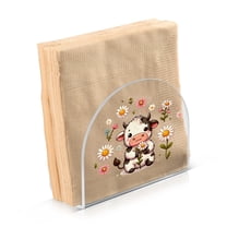 JSTEL Cute Cow Daisy Flower Napkin Holder for Table Cocktail Farmhouse, Paper Napkins Dispenser for Home Kitchen Coffee Shop Dining Room Decor
