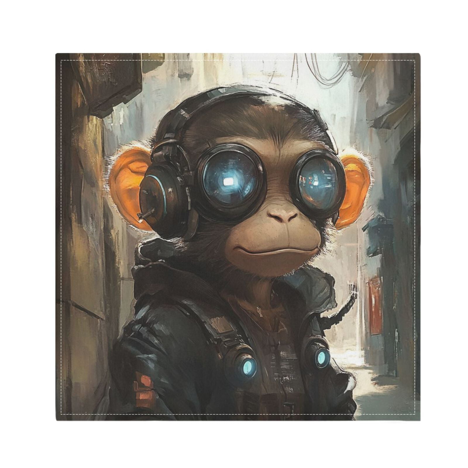 JSTEL Cute Cyberpunk Monkey Cloth Napkins Set of 6, 20x20 Inch Washable and Reusable Napkin for Decoupage Dinner Party Everyday Use