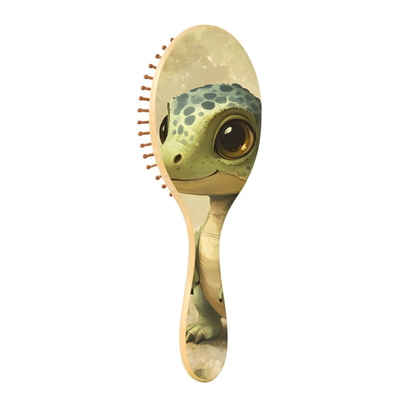JSTEL Cute Dino Baby Dinosaur Hair Brush for Women Men Natural Wood Detangler Brushes for All Hair Types Hairbrush for Wet & Dry