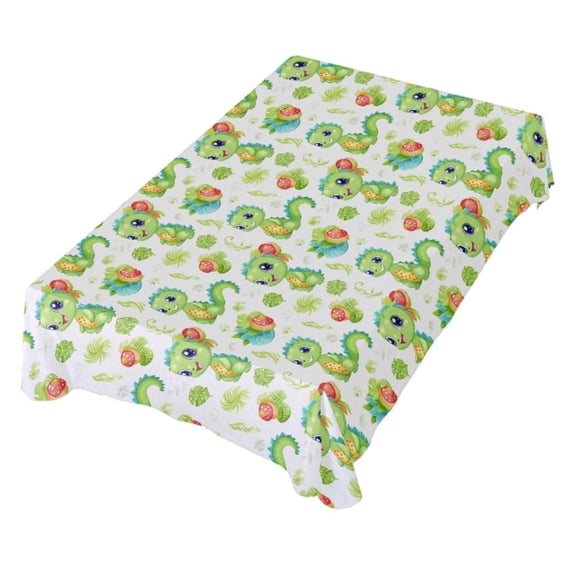 JSTEL Cute Dino Baby Dinosaur Table Cloth Rectangle 60 x 108 Inch Tablecloth Anti Wrinkle Table Cover for Dining Kitchen Parties