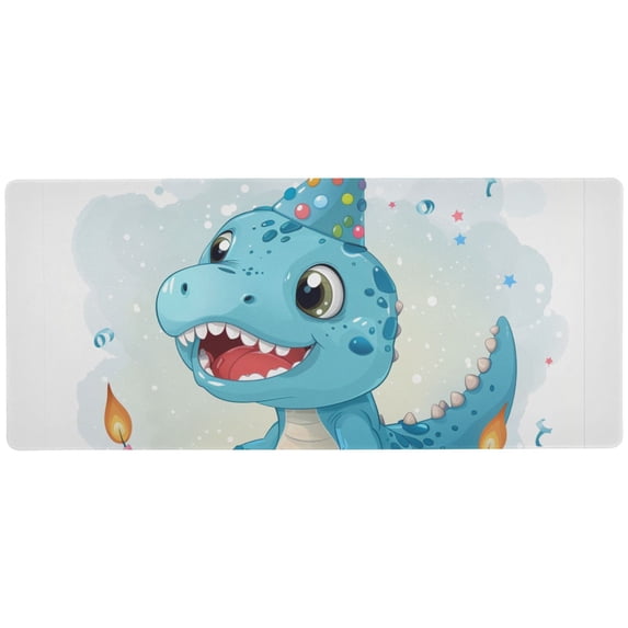 JSTEL Cute Dino Dinosaur Birthday Large Gaming Mouse Pad Big Mousepad Mice Keyboard Mat with Non-Slip Rubber Base for Computer Laptop Home & Office, 31.5 X 15.7 inch