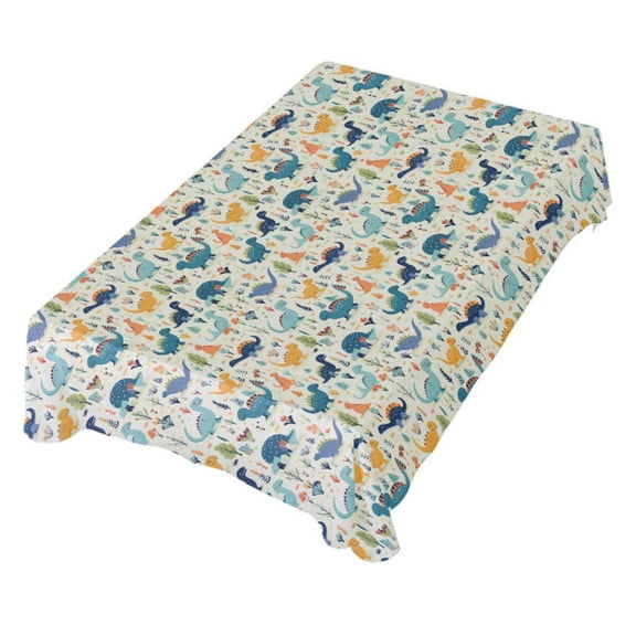 JSTEL Cute Dinosaur Dino Table Cloth Rectangle 54 x 72 Inch Tablecloth Anti Wrinkle Table Cover for Dining Kitchen Parties