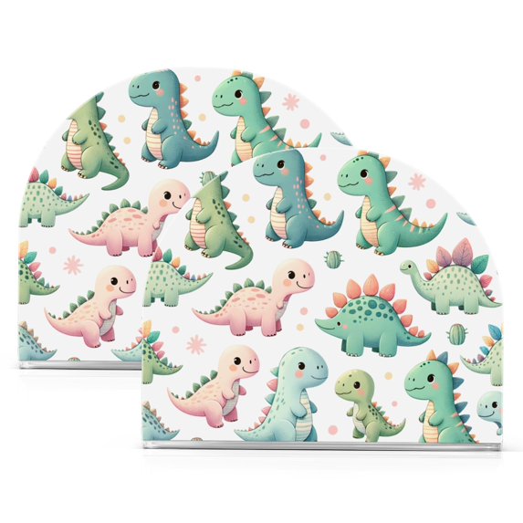 JSTEL Cute Dinosaurs Dino Cartoon Napkin Holder for Table Cocktail Farmhouse, 2pcs Paper Napkins Dispenser for Home Kitchen Coffee Shop Dining Room Decor