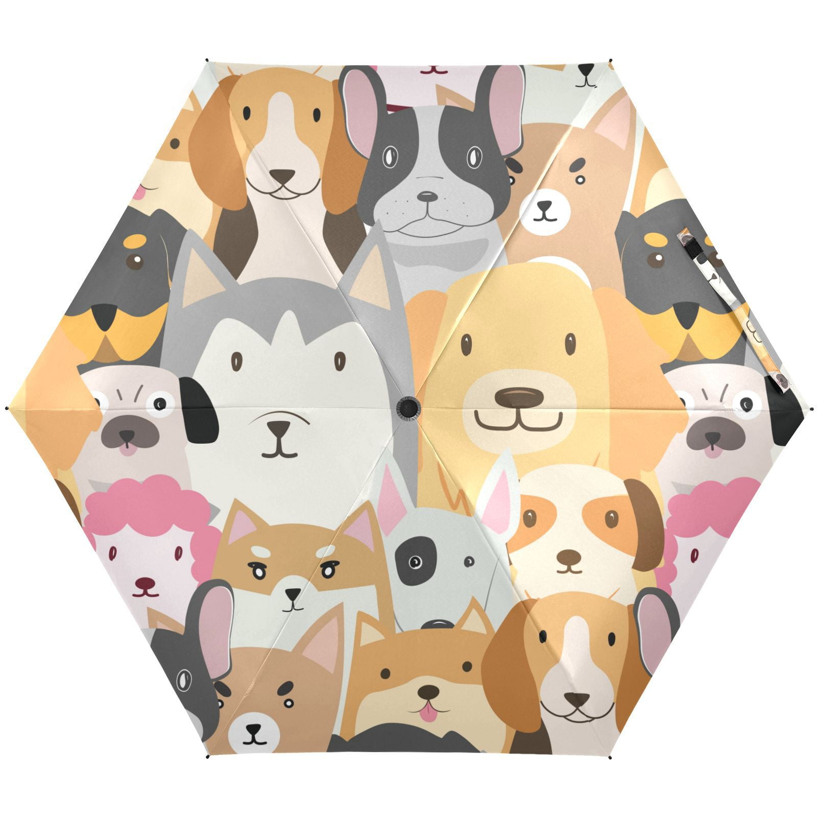 JSTEL Cute Dog Print Animal Kawaii Folding Umbrella for Rain Sun Travel ...