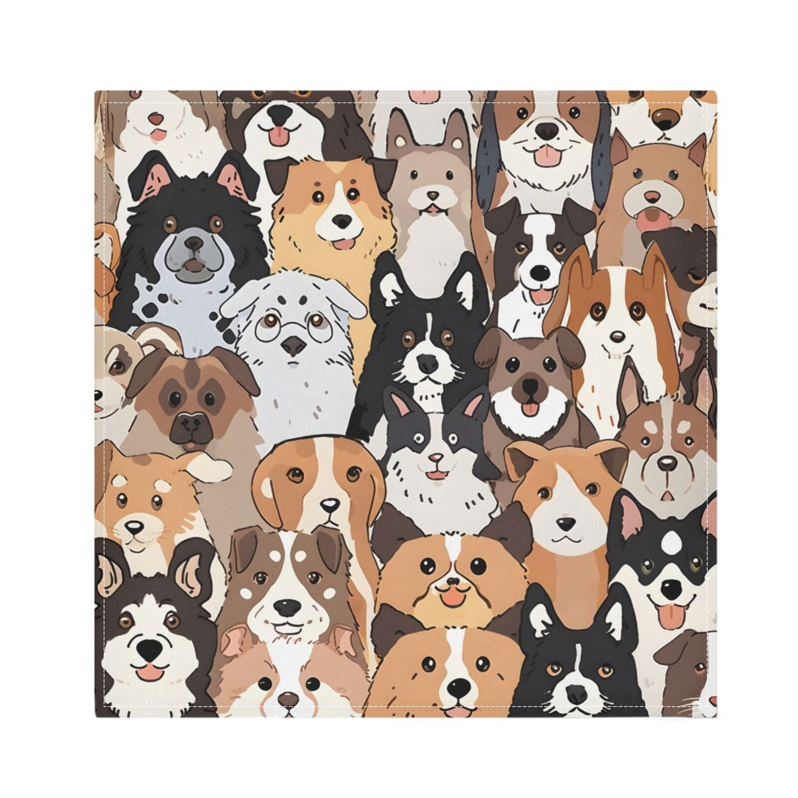 JSTEL Cute Dog Prints Puppy Animal Cloth Napkins Set of 6, 20x20 Inch Washable and Reusable Napkin for Decoupage Dinner Party Everyday Use