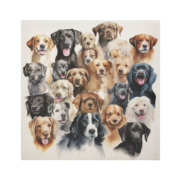 JSTEL Cute Dogs Puppy Print Cloth Napkins Set of 4, 20x20 Inch Washable and Reusable Napkin for Decoupage Dinner Party Everyday Use