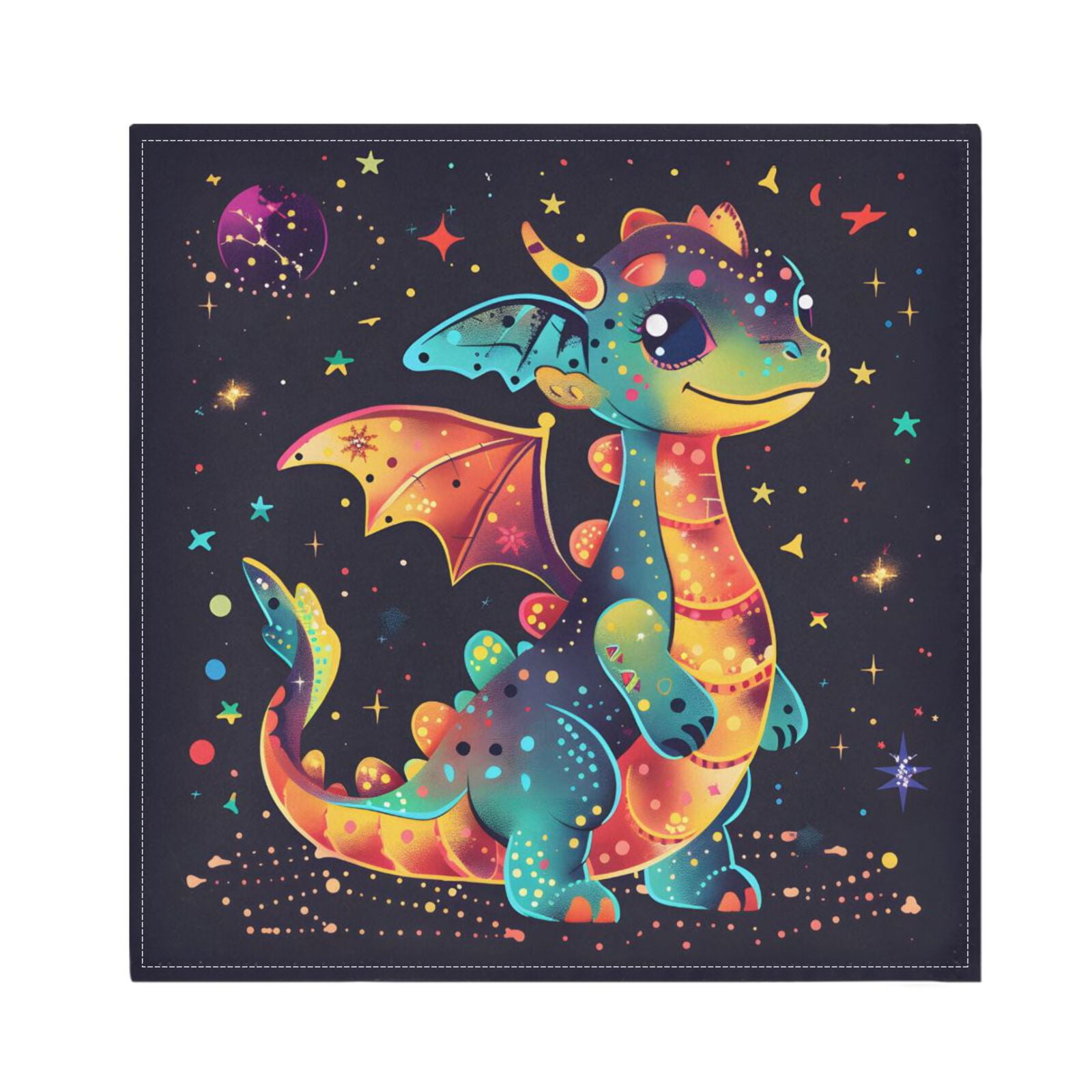 JSTEL Cute Dragon Baby Cartoon Cloth Napkins Set of 6, 20x20 Inch Washable and Reusable Napkin for Decoupage Dinner Party Everyday Use