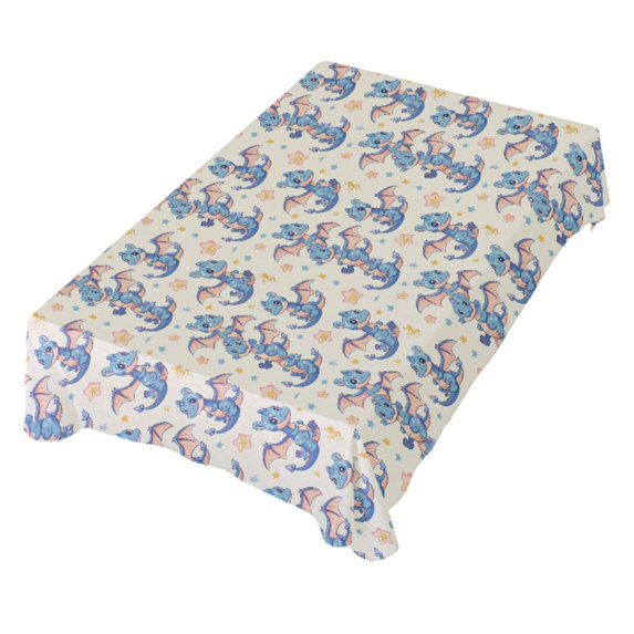 JSTEL Cute Dragon Stars Cartoon Table Cloth Square 54 x 54 Inch Tablecloth Anti Wrinkle Table Cover for Dining Kitchen Parties