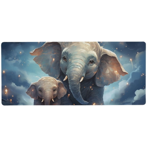 JSTEL Cute Elephant Large Gaming Mouse Pad Big Mousepad Mice Keyboard Mat with Non-Slip Rubber Base for Computer Laptop Home & Office, 31.5 X 11.8 inch