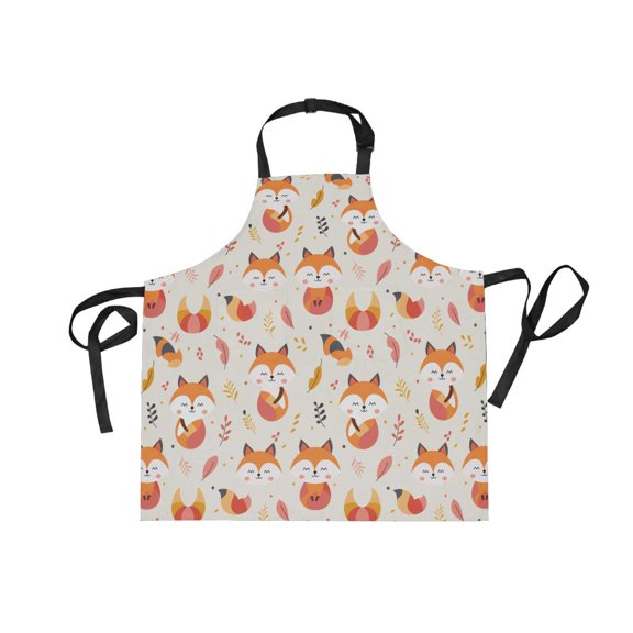 JSTEL Cute Fox Leaves Apron with 2 Pockets for Women Men Adjustable Garden Bib