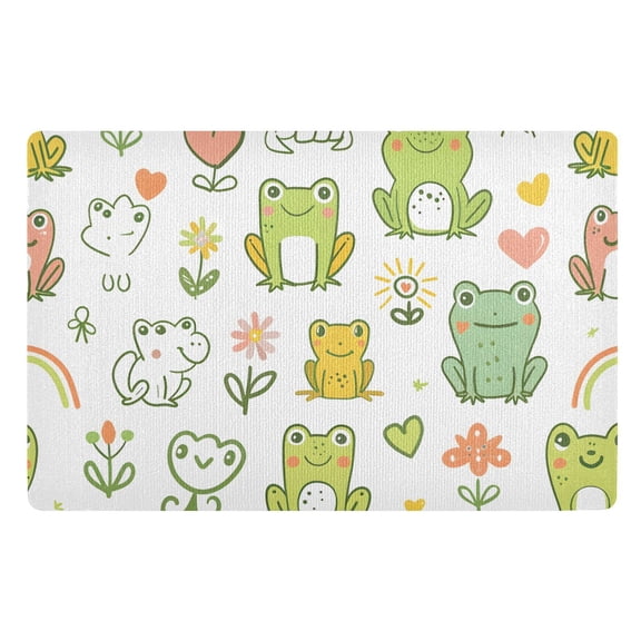 JSTEL Cute Frog Cartoon Front Door Mat Outside Entrance 32x20 Inch Doormat for Outdoor Indoor Washable Non Slip Floor Mats