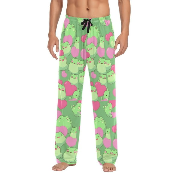 JSTEL Cute Frogs Hearts Men's Sleepwear Mens Pajama Pants Bottoms with Pockets, XL