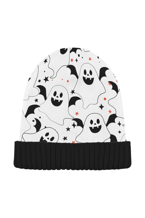 Cute Ghosts Halloween Beanie for Women Men Winter Hat Reversible Skull Knit Cap