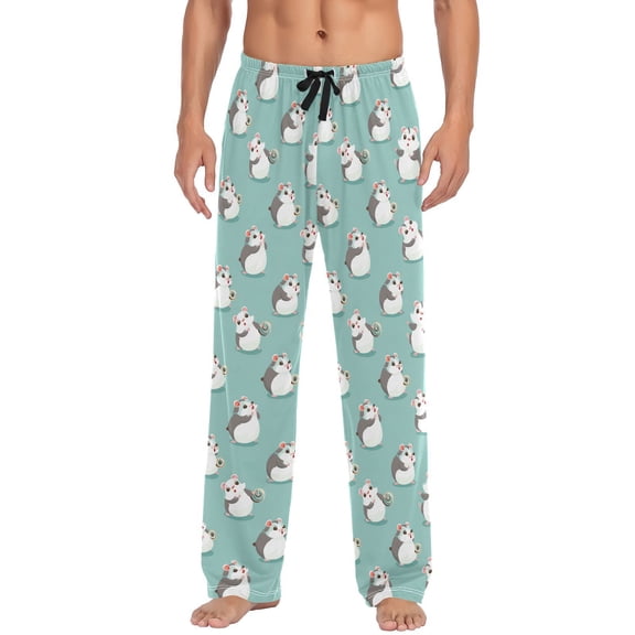 JSTEL Cute Hamsters Cartoon Men's Sleepwear Mens Pajama Pants Bottoms with Pockets, L