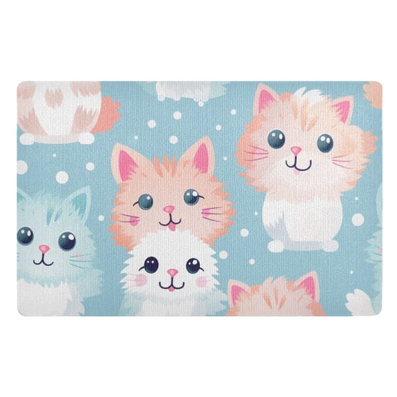 JSTEL Cute Kitten Cartoon Cat Front Door Mat Outside Entrance 32x20 Inch Doormat for Outdoor Indoor Washable Non Slip Floor Mats