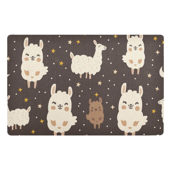 JSTEL Cute Llama Alpaca Stars Front Door Mat Outside Entrance 32x20 Inch Doormat for Outdoor Indoor Washable Non Slip Floor Mats